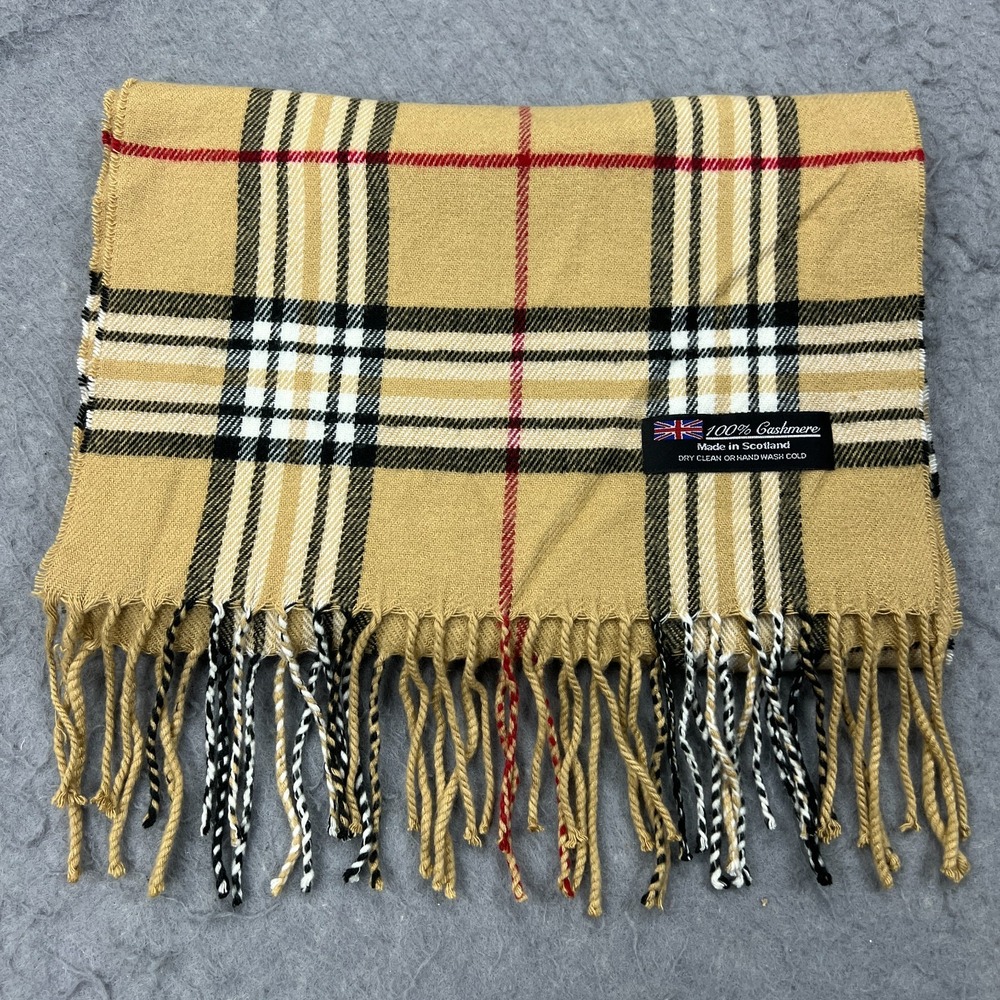 Scottish Unisex Scarf 100% Cashmere‎ Soft Multi Plaid 12 x 68" Made In Scotland